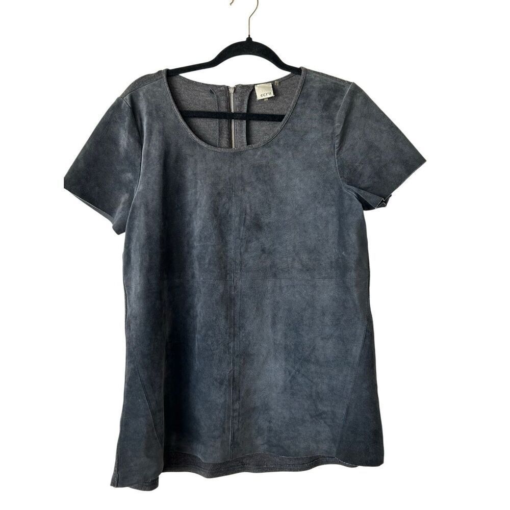 Ecru Genuine Suede Mixed Media Top size L Modern Contemporary